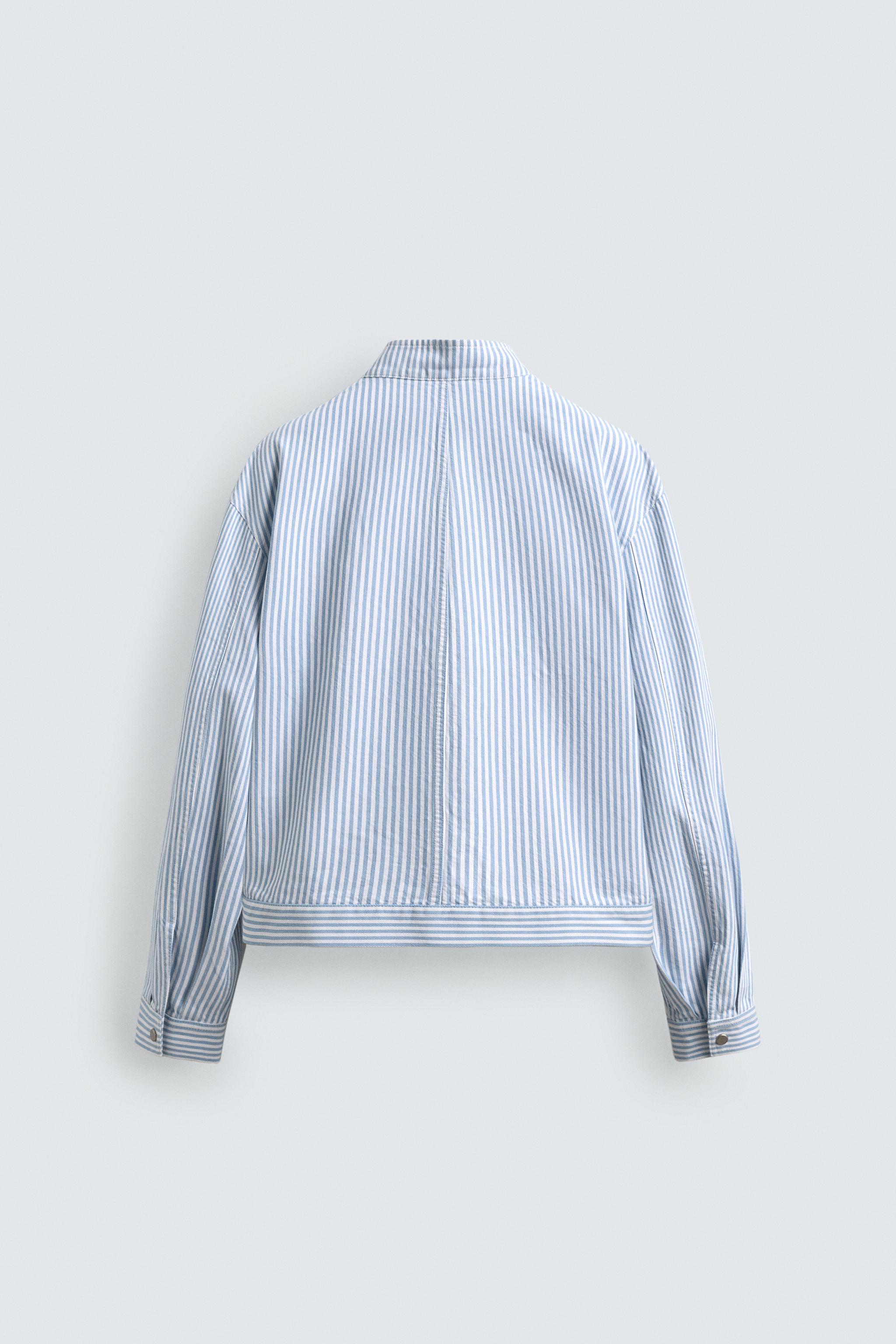 RELAXED FIT STRIPED EMBROIDERED JACKET